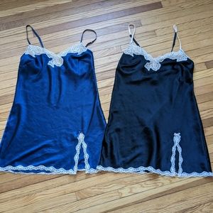 Set of 2 Victoria's Secret Satin and Lace Nightgowns Size Small